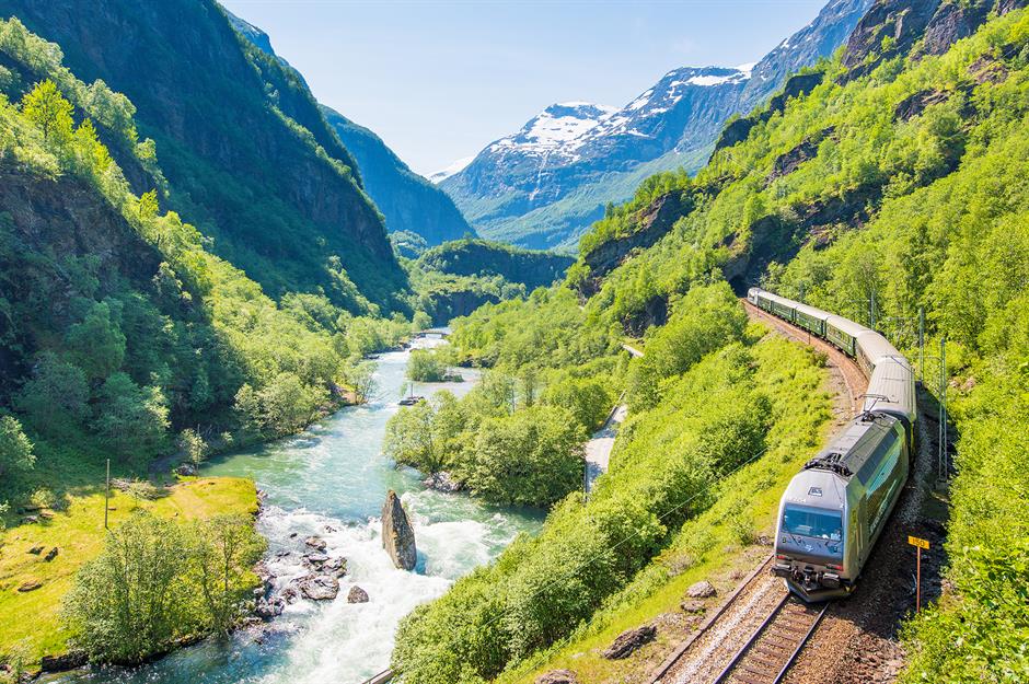 Scenic view from a train traveling through Europe's picturesque landscapes