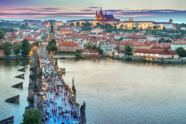Guidebook showcasing Atlanta to Prague travel tips